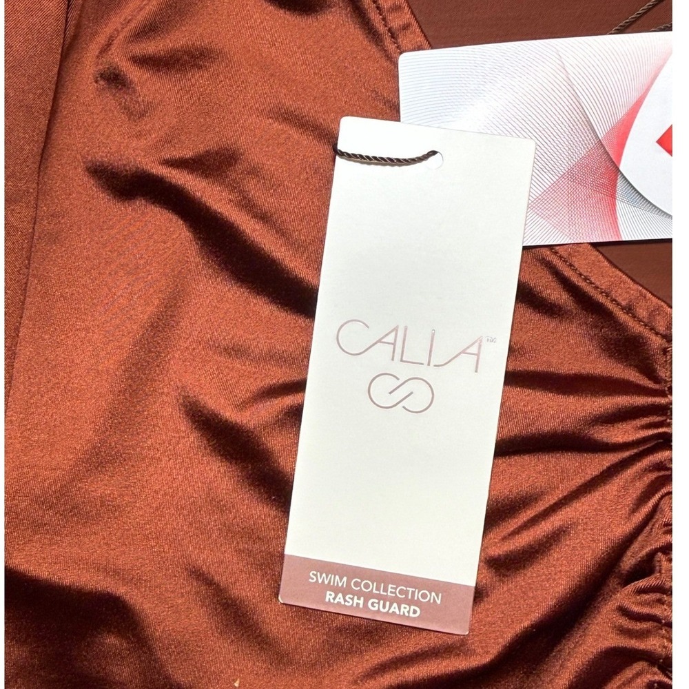 NWT Calia by Carrie Underwood Womens LS Ruched Rash Guard Red Brown UPF 50+ XS - Picture 7 of 10